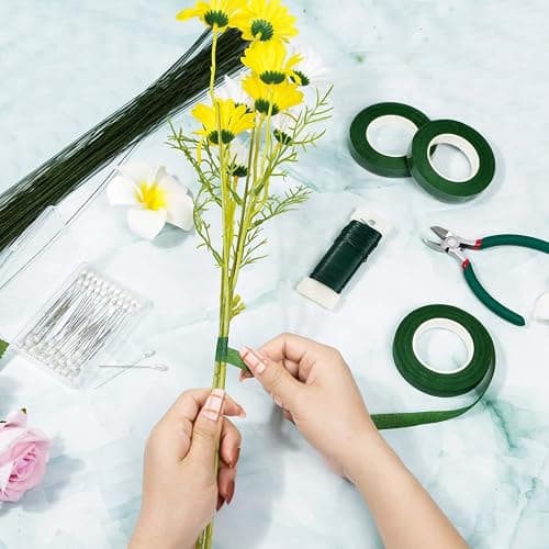 PAXCOO Floral Arrangement Kit with Green Tape and Wire, Boutonniere Flower pin, Wire Cutter for Wreath Making Supplies thumbnail 7