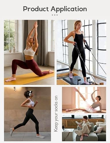 Lecieldusoir Womens 4 Pairs Pilates Socks with Grips Non Slip Grip Yoga Socks for Barre, Dance, Barefoot, Workout thumbnail 6