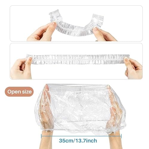 MAQIHAN 100 Disposable Shower Caps Unisex - Large Plastic Hair Caps for Deep Conditioning Shower Cap Reusable Waterproof for Women Men Hair Treatment Bath Cap for Long Hair Travel Essentials thumbnail 3