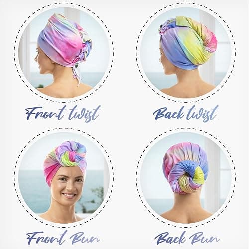Microfiber Hair Towel Wrap for Women - Gift and Travel - Smooth like Silk - Curly, Wavy, Straight Hair Girls - Plopping Essential - Anti-Frizz, Fast Drying, Works Better than a Cotton T-Shirt thumbnail 8