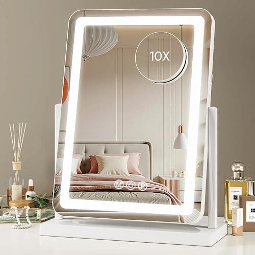 Novlux Vanity Mirror with Lights, 18"x13" Hollywood Lighted Makeup Mirror for Tabletop & Bedroom 3 Color Lighting Modes Smart Touch Control 360° Rotation Detachable thumbnail 3