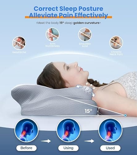 Ultra Pain Relief Cooling Pillow for Neck Support, Adjustable Cervical Pillow Cozy Sleeping, Odorless Ergonomic Contour Memory Foam Pillows, Orthopedic Bed Pillow for Side Back Stomach Sleeper thumbnail 3