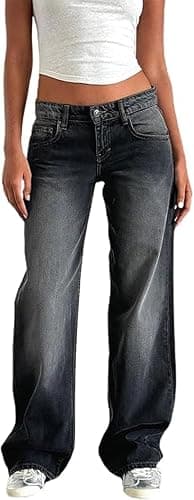 Low Rise Baggy Jeans for Women y2k Straight Wide Leg Boyfriend Streetwear Loose fit Jeans 2025 Fall Casual Denim Pants - Image 1
