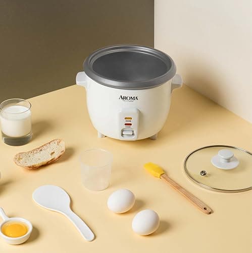 AROMA® Rice Cooker, 3-Cup (Uncooked) / 6-Cup (Cooked), Small Rice Cooker, Oatmeal Cooker, Soup Maker, Auto Keep Warm, 1.5 Qt, White, ARC-363NG thumbnail 2