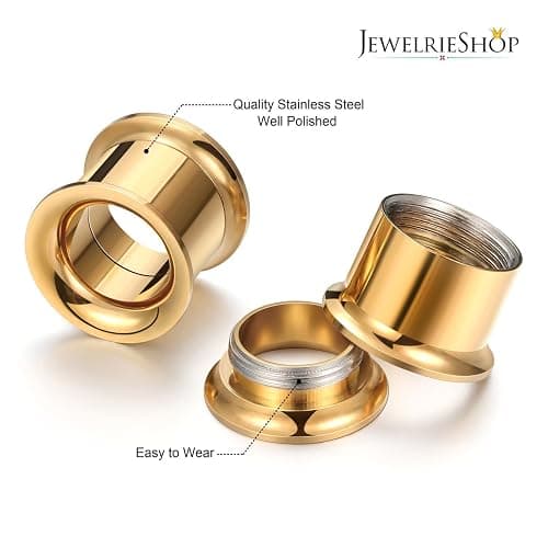JEWELRIESHOP Stainless Steel Double Flared Tunnels Wood Plug Ear Gauges Earrings Saddle Plugs and Tunnels for Ears (0g,00g,8mm,10mm,6 Pairs) thumbnail 2