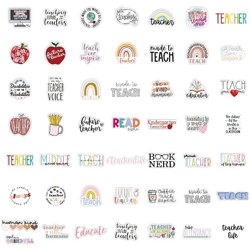 Teacher Stickers 50 Pcs, Vinyl Waterproof Stickers for Laptop Water Bottles Notebook, Teacher Appreciation Gifts in Bulk thumbnail 3