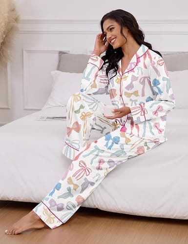 SHESHOW Satin Pajamas for Women Set Long Sleeve Button Down Sleepwear 2 Piece Nightwear Women Pjs Sets Size XS-XXL thumbnail 5