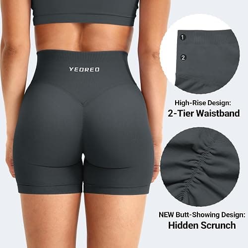 YEOREO Workout Shorts Womens Butt Lifting 4.5" Seamless Hidden Scrunch High Waist Gym Tummy Control Christiy Biker Shorts thumbnail 3