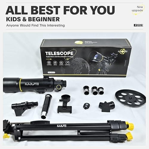 Telescope, 70mm Aperture 400mm AZ Mount Astronomical Refracting Telescopes (20x-200x) for Kids & Adults, Portable Travel with Tripod Phone Adapter, Remote Control, Easy to Use, Black thumbnail 7