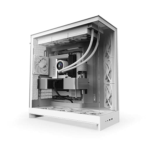 NZXT H9 Flow (2025) – Large Dual-Chamber ATX Mid-Tower Airflow PC Case – Includes 3 x 140mm & 1 x 120mm Fans – 420mm Radiator Support – Tempered Glass – Back-Connect Ready – White thumbnail 12
