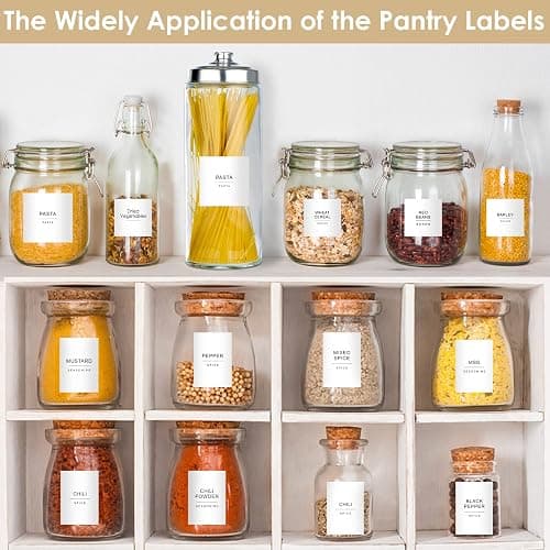 434 Pcs Kitchen Pantry Labels for Food Containers with DIY Blank Labels | 3 Sizes Preprinted White Minimalist Waterproof Pantry Labels, Kitchen Organization Labels for Jar, Bottles,Boxes Storage Bins thumbnail 7