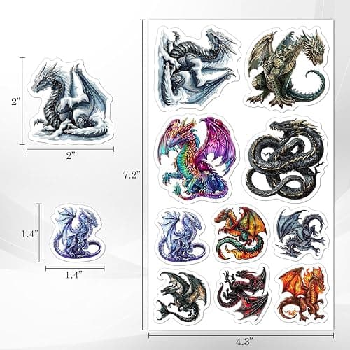 Pack 50 Pcs Magic Animal Dragon Stickers for Water Bottles Funny Laptop Luggage Computer Scrapbooking Kids Teens Girls Boys Adults Aesthetic Waterproof Sticker Small Vinyl Decals thumbnail 3