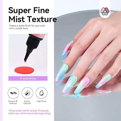 SAVILAND Dilution-Free Airbrush Gel Nail Polish 30ML 12 Colors | Hema-Free Airbrush Paint for Nails, Non-Acetone, High Color Saturation, For Gradients Blush Layered Nail Art thumbnail 6