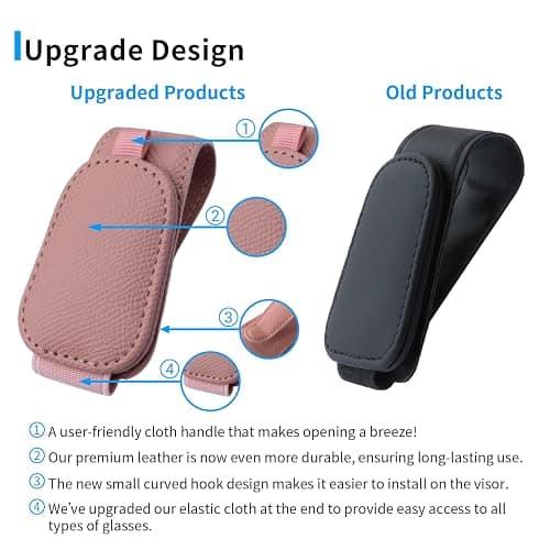 Yuoyar 2 Packs Magnetic Sunglass Holder for Car Visor - Universal Sunglasses Clip for Different Size Eyeglasses - Convenient Interior Car Accessories (Pink) - Pink - 2pcs thumbnail 2