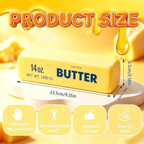 10in Giant Butter Squishy - 14oz Big Jumbo Squishy Butter Stick - Slow Rebound Big Butters Squeeze Stress Ball, Large Butters Fidget, Relief Slow Rising Fun for Anxiety Relief Party Favors thumbnail 2