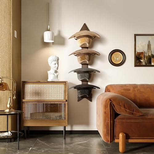 HYDERMUS Cowboy Hat Holder Rustic Wood Arrow Design Hat Organizer 4 Pieces Cowboy Hat Rack Western Decor Hat Storage Hanger for Display and Organization Walnut thumbnail 2