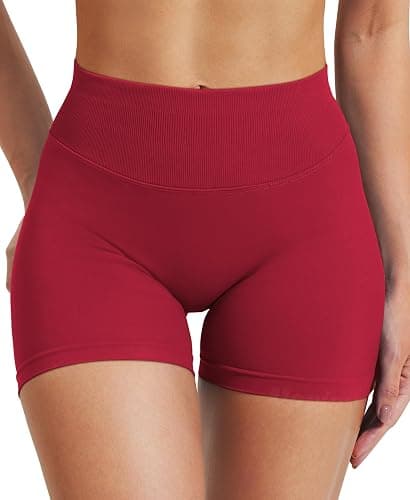 VOYJOY Women Workout Impact Shorts 3.6"/ 4.5"/ 6" Scrunch Butt Lifting Gym Seamless Booty Biker Shorts - 3.6" Inseam - Medium - Savvy Red thumbnail 3