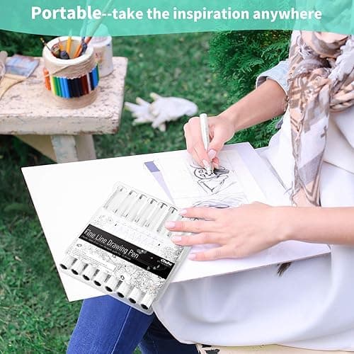 Ohuhu Fineliner Pens Micro Drawing Pens: 8-size Tips (Ultra-fine, Fine & Brush) Waterproof Pigment Black Ink for Illustration Drawing Journaling Sketching for Artist Beginners thumbnail 9