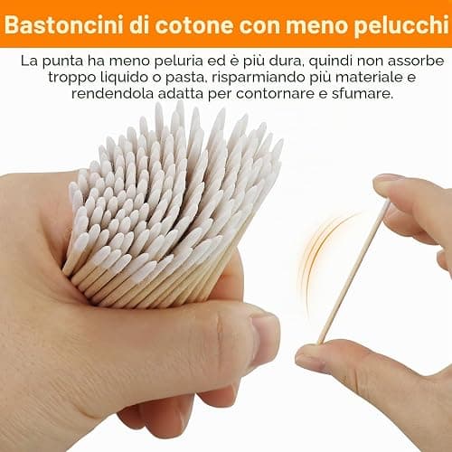 200 tamponi di cotone a punta in legno, 7 cm, applicatori per tatuaggi, sopracciglia, bellezza, trucco, unghie (bambù) thumbnail 6