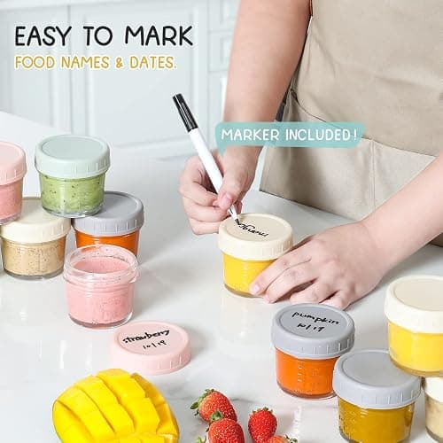VITEVER 24-Pack Glass Baby Food Storage Containers - 4 oz Baby Food Storage Jars With Lids, Baby Food Maker, Microwave, Dishwasher & Freezer Safe - 24 Pack thumbnail 7