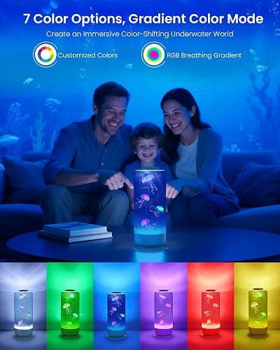 Jellyfish Lamp Quiet Calming Night Light for Bedroom Decor Gift(White） | 7 Color Changing LED Lights | 8H Auto-Off Timer thumbnail 2