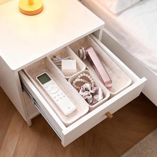 TTUGTTUG 8-Piece Felt Drawer Organizer Set in 4-Sizes, Made from Eco-Friendly Material for Vanity, Makeup, Desk, Office, Kitchen, and Nightstand, Oatmeal thumbnail 2