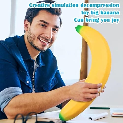 Bannana Squishy Toy, 2026 New Giant Banana Squishy, Banana Squishys Jumbo, Soft Jumbo Squishys Bananas Toys for Stress Relief and Enhancement for Work School, Soft PU Foam（17 Inch thumbnail 4