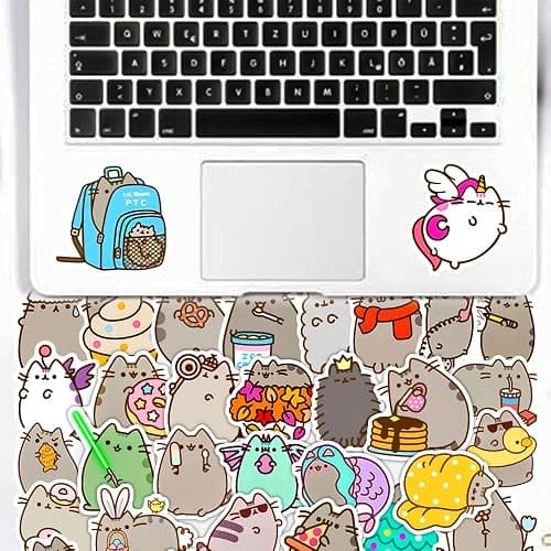 50pcs Cat Stickers Pack Cartoon Waterproof Vinyl Pusheen Sticker for Water Bottle Luggage Bike Car Decals for Kids Teens Adults Stickers, Toddlers thumbnail 6