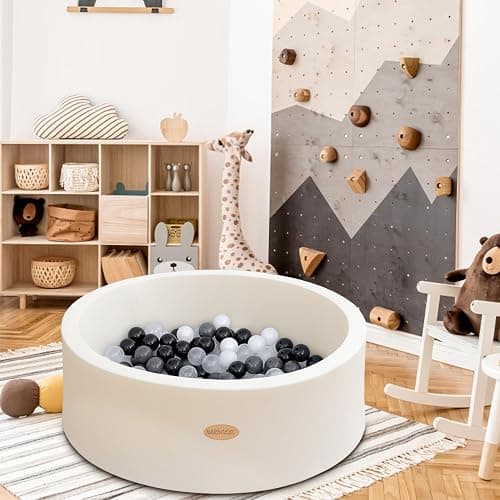 HARBOLLE Baby Ball Pit 35.4" Soft Round Memory Foam Ball Pits NOT Included Balls Indoor Outdoor Playpen for Babies Toddlers Kids Great Gift for Girls Boys, White thumbnail 9