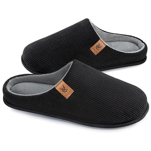 VeraCosy Men's Cozy Slip-on Slippers Corduroy Memory Foam Indoor House Shoes - Image 1