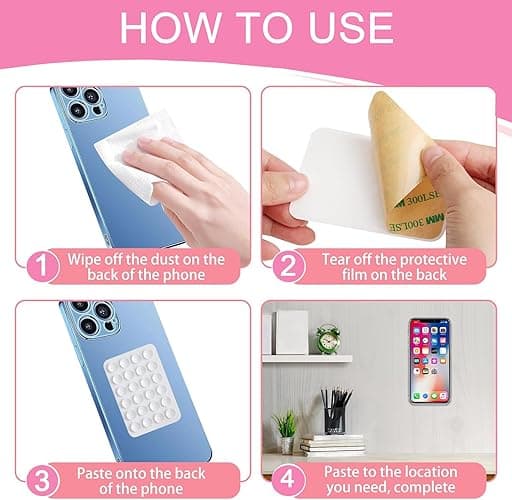 5 Pcs Sticky Phone Grip, Silicon Suction Phone Case Mount, Durable Phone Holder As Suction Cup Phone Mount, Hands Free Phone Sticky Grip for Selfies & Tiktok, Shower Mirror Grip (3 Thick, 2 Thin) thumbnail 6