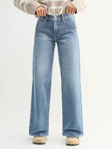 EMMIOL Baggy Jeans Women Straight Leg Mid Rise Cute Trendy Y2K Boyfriend Loose Fit Denim Pants Wide Leg High Waisted Stretchy thumbnail 4