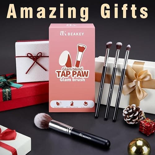 BEAKEY Makeup Brushes Set, Professional Foundation Eyeshadow Concealer Blush Powder Bronzer Applicator, 2 Blender Sponge with Beauty Paper Case thumbnail 7
