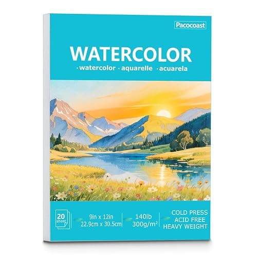 Pacocoast Watercolor Paper, 9"X12" Cold Press Artist Sketchbook, (300gsm/140lb) Water Color Pads for Acrylic, Gouache & Pencil. Painting Drawing Paper Book, Art Supplies for Adults & Kids, Teal - Image 1