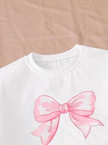 Ecolala Girls 2 Piece Summer Outfits Cute Graphic Short Sleeve Tops and Pleated Skirt Set thumbnail 6