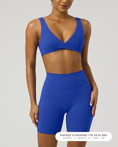 PAVOI ACTIVE Twist Front Sports Bra for Women - Two Ways Customizable Coverage Workout V Plunge Front & Back Bra, FlexFlow thumbnail 5