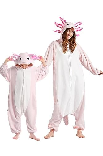 DarkCom Kids Animal Onesie,Women and Mens Cosplay Axolotl Onesie Halloween Costume Christmas Pajamas Sleepwear - Image 1