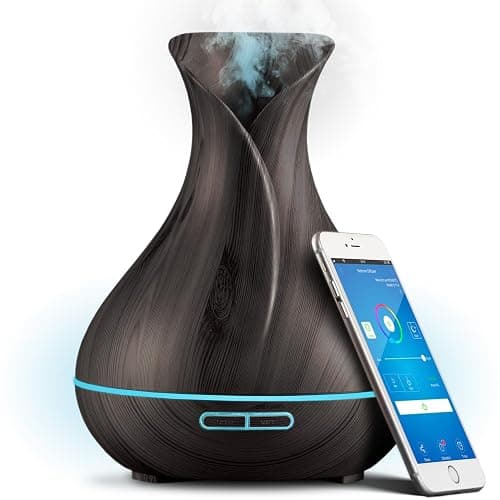 Smart WiFi Wireless Essential Oil Aromatherapy 400ml Ultrasonic Diffuser & Humidifier with Alexa & Google Home Phone App & Voice Control - Create Schedules - LED & Timer Settings Dark Brown - Dark Brown - Image 1