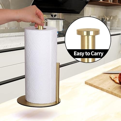 OBODING Gold Countertop Paper Towel Holder, Stainless Steel, Modern Kitchen and Bathroom Organization thumbnail 5