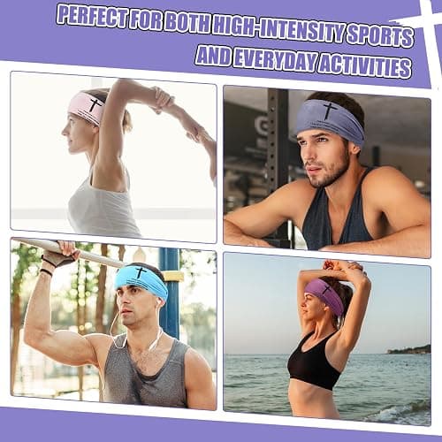 6 PCS Christian Headbands for Women Jesus Faith Cross Athletic Sweatbands Moisture Wicking Twist Knotted Criss Cross Hair Bands with Bible Verse Religious for Sports Workout Football Baseball thumbnail 7