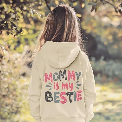 KEEVICI Cute Preppy Hoodies for Girls Mommy and Me Sweatshirts Kids Graphic Kawaii Hoodie Mother Daughter Cotton Pullover thumbnail 3