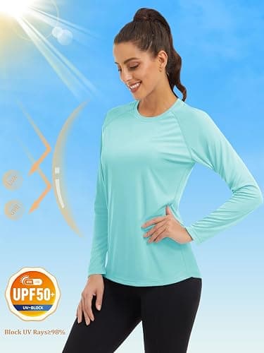 MAGCOMSEN Women's Long Sleeve Shirts UPF 50+ Sun Protection Shirts for Hiking Fishing Workout Rash Guard thumbnail 3