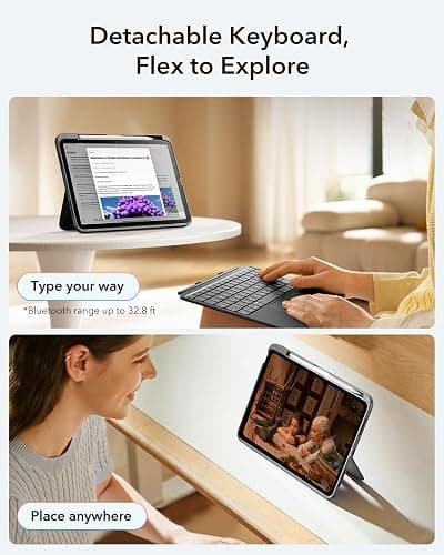 ESR for iPad (A16) 11th/10th Gen Flex Keyboard Case, Ultra-Light Magnetic Detachable Keyboard for iPad 10.9" with Writing/Viewing Modes, Larger Precision Trackpad, Dark Gray thumbnail 4
