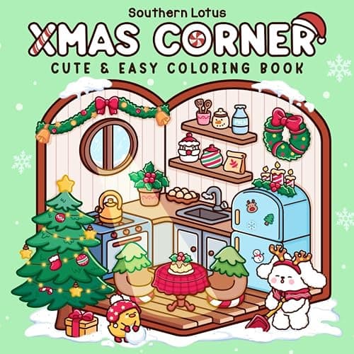 Xmas Corner: Coloring Book for Adults and Teens Featuring Christmas Scenes and Pocket Spaces, Cute and Easy Designs for Relaxation and Stress Relief (Cozy Xmas) - Image 1