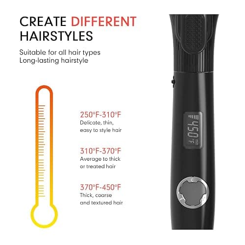 1 1/4 Inch Curling Iron with Clipped Tourmaline Ceramic Barrel Professional 1.25 Inch Hair Curler up to 450°F Dual Voltage for Traveling 60 Mins Auto Off Suit for Different (Black, 1.25 Inch) thumbnail 7