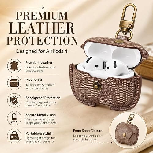 for AirPods 4 Case, Leather Full Body Shockproof Protective Cover (D) thumbnail 6