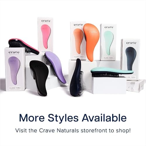 Crave Naturals Glide Thru Hair Brush - Detangler Brush for Curly, Straight, Wet or Dry Hair - Gentle Detangling Brushes for Adults, Kids, Toddlers - Hair Accessories for Women, 7.5x3" - Purple thumbnail 8