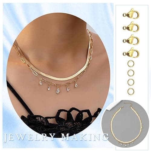TOAOB Chaine de Trombone de 5m 3x9mm Chaînes de Collier en Acier Inoxydable Doré Argent Chainette pour Bijoux avec 10 Fermoirs Mousquetons et 30 Anneau Ouvert pour Bracelet Fabrication de Bijoux thumbnail 3