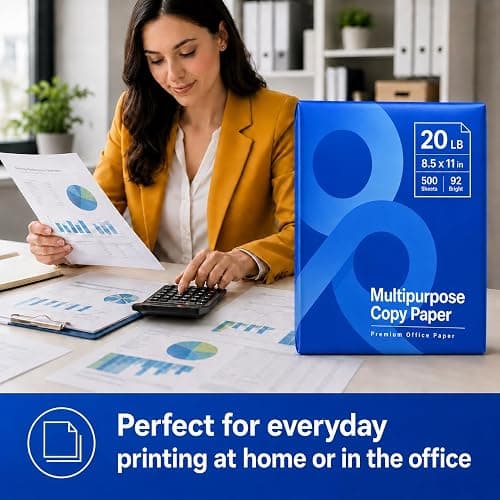 Copy Printer Paper 8.5" x 11", 20 lb, 92 Brightness, 1 Ream (500 Sheets) | Premium White for Office, School & Home | Jam-Free, Acid-Free | WD Bundle H888-2 (Packaging May Vary) thumbnail 2
