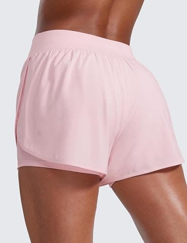 CRZ YOGA 2 in 1 Split Flat Rise Running Shorts for Women 3" - High Waisted Workout Athletic Gym Tennis with Pocket thumbnail 2